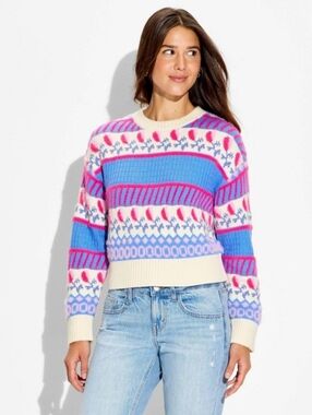 Wild Fable Woman's Long Sleeve Cropped  Floral Pullover Sweater